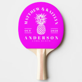 Elektrisk Retro Rosa Tropisk Ananas Bröllop Pingisracket