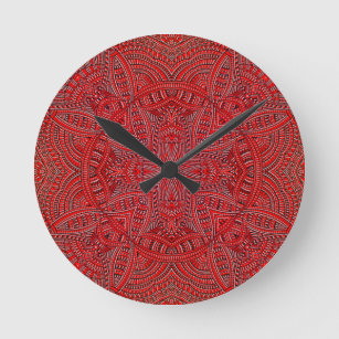 Elektrisk röd abstrakt skraj gullig design rund klocka