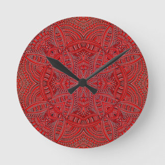 Elektrisk röd abstrakt skraj gullig design rund klocka