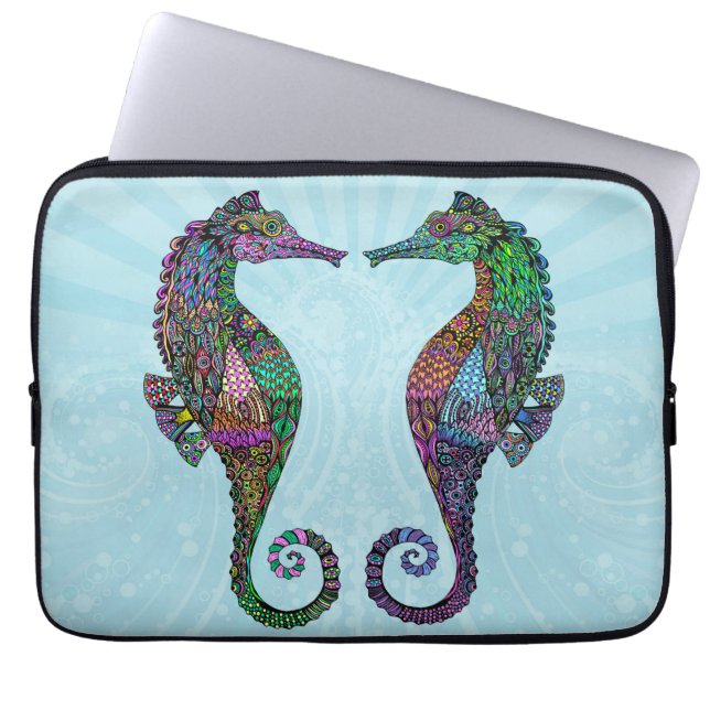 Elektrisk SeahorseNeoprenelaptop sleeve (Framsidan)