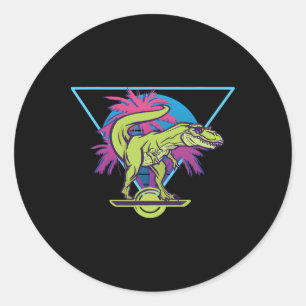 Elektrisk Skateboard Modern Flytande T-rex Retro O Runt Klistermärke