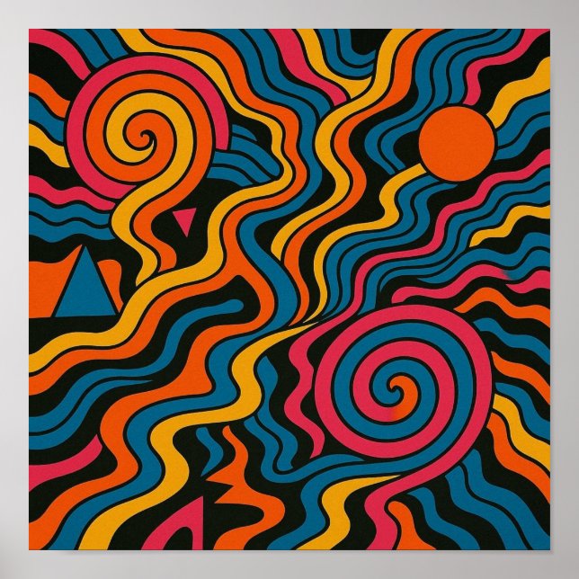 Elektrisk Vintage i Psychedelic Spiral-flöde Poster (Framsidan)