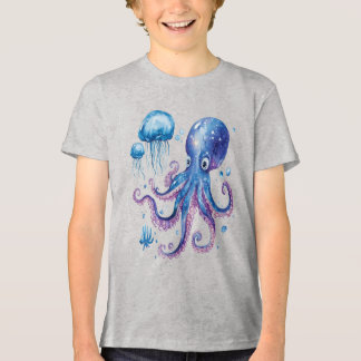 Elektriska abyss, oktopus och guldmaneter t shirt