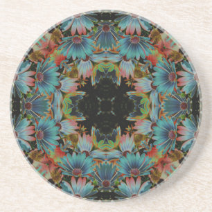 Elektriska afrikanska Daisyn Kaleidoscope Blommigt Underlägg Sandsten