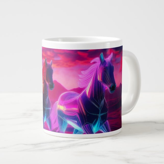 Elektriska besättningar - Synthwave Horses Jumbo Mugg (Framsida höger)