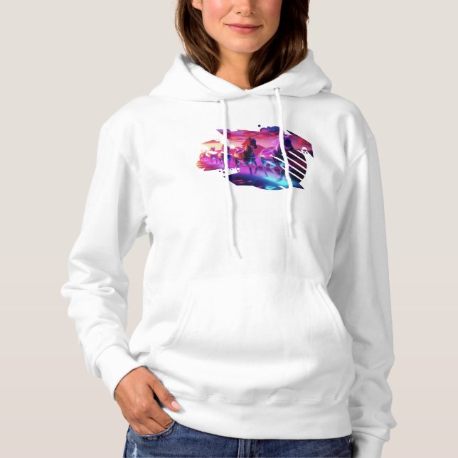 Elektriska besättningar - Synthwave Horses v2 T Shirt (Framsida)