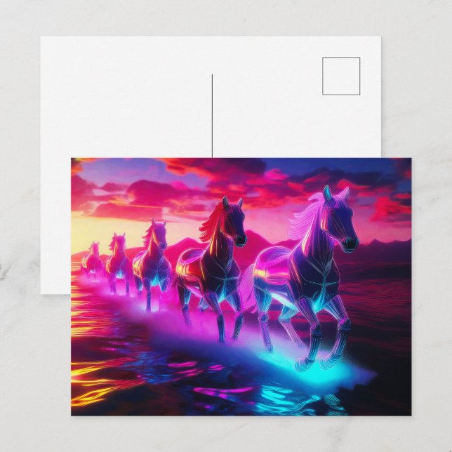 Elektriska besättningar - Synthwave Horses Vykort (Fram/baksida)