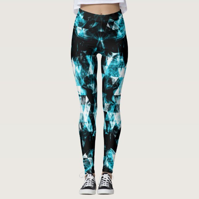 Elektriska blåa gnista triangelflamma leggings (Framsida)