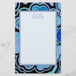 Elektriska blåhjärtan och stjärnor brevpapper