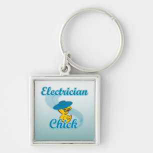 Elektriska Chickar nr 3 Fyrkantig Silverfärgad Nyckelring