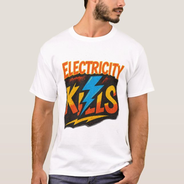 Elektriska Dödor, fetstil Graffiti Design T Shirt (Framsida)