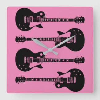 Elektriska gitargrafik i svart fyrkantig klocka