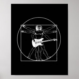 Elektriska gitarmusikerpresenter Da Vinci Teckning Poster
