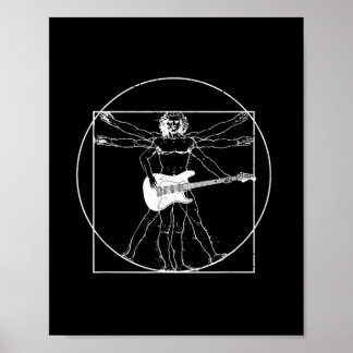 Elektriska gitarmusikerpresenter Da Vinci Teckning Poster
