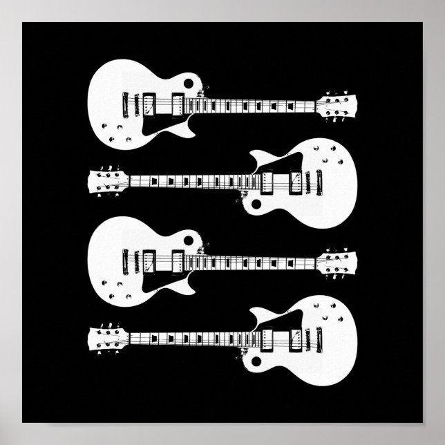Elektriska gitarrer grafik i vitt poster (Framsidan)