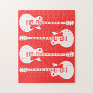 Elektriska gitarrer grafik i vitt pussel