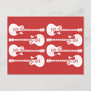 Elektriska gitarrer grafik i vitt vykort