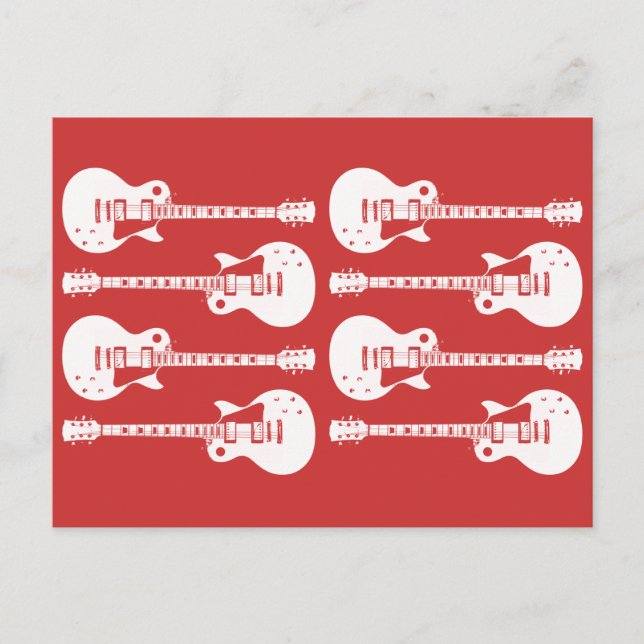 Elektriska gitarrer grafik i vitt vykort (Framsida)