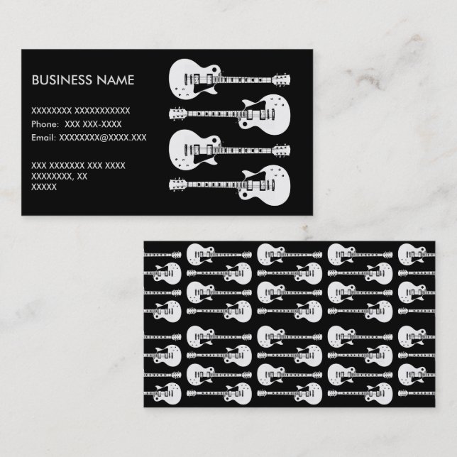 Elektriska gitarrer i vitt visitkort (Fram/baksida)