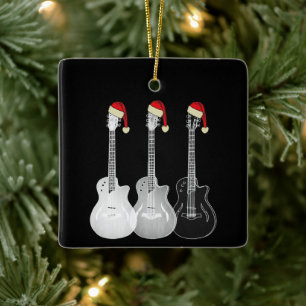 Elektriska gitarrer Lustigt Coola Festive Monochro Julgransprydnad Keramik