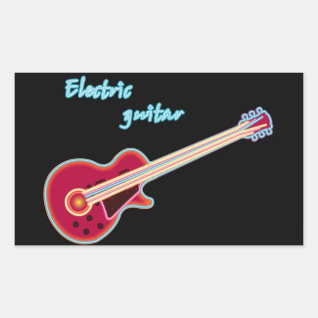 Elektriska gitarstickrar rektangulärt klistermärke (Framsida)