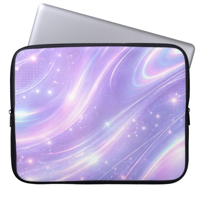 Elektriska lila neonmönster AI-konst  Laptop Fodral (Framsidan)