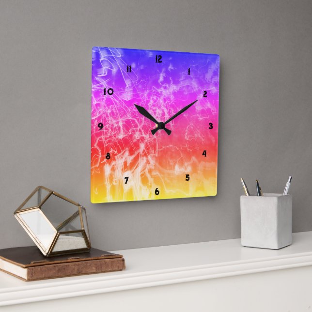 Elektriska ljuslinjer Gradient Abstrakt Modern. Fyrkantig Klocka (Kontor)