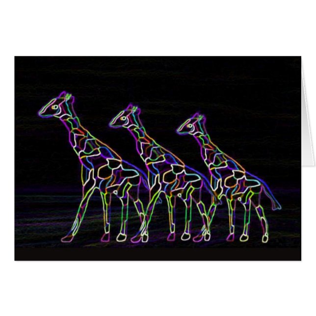 Elektriska neongiraff hälsningskort (Framsidan Horizontal)