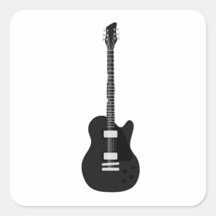 Elektriska och akustiska gitarrer från rock and ro fyrkantigt klistermärke