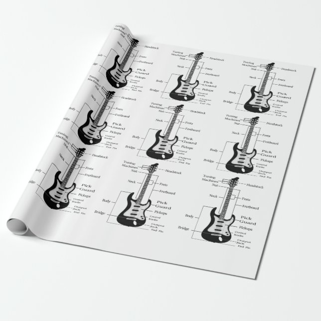 Elektriska och akustiska gitarrer Musiksedel - jul Presentpapper (Utrullad)