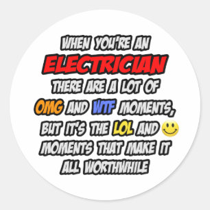 Elektriska... OMG WTF LOL Runt Klistermärke