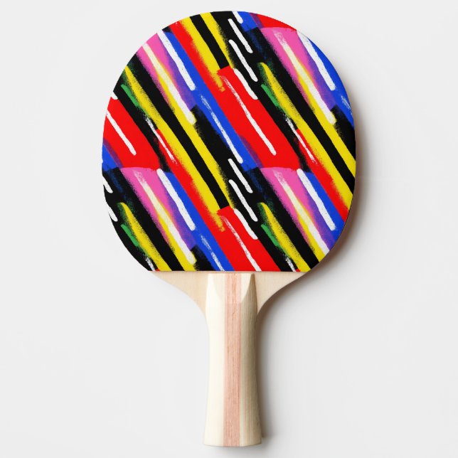 Elektriska Retro-Randiga Streck Pingisracket (Framsidan)