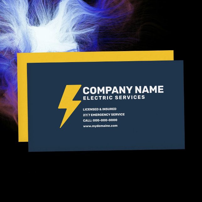 Elektriska Tjänster - Blå & Gul Visitkort (Electric Services - Blue & Yellow Business Card)