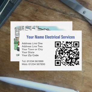 Elektriska tjänster med Namn på Van Plus QR-kod Visitkort