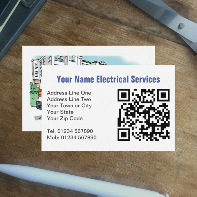 Elektriska tjänster med Namn på Van Plus QR-kod Visitkort (Skapare uppladdad)