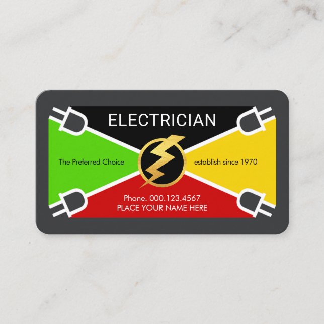 Elektriska Trådfärger Stickkontakt Anslutning Visitkort (Framsida)