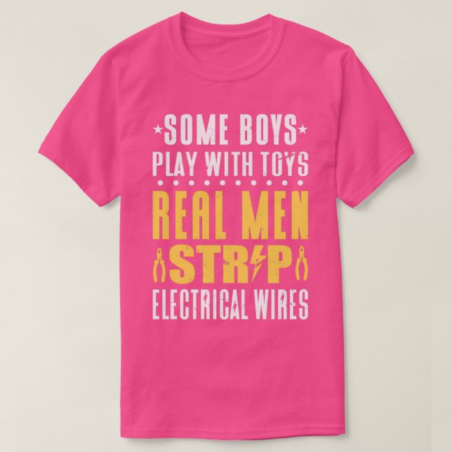 Elektriskt arbete i Manar Strip Wires Electrician T Shirt (Design framsida)