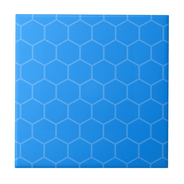 Elektriskt blå hexagonens geometriska mosaikdesign kakelplatta (Framsidan)