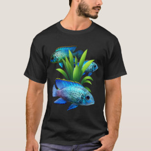 Elektriskt blåa akaraciklider Vattenfisk Art T Shirt