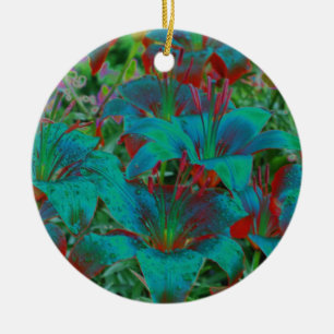 Elektriskt blåa daggliljor blommar Ornament