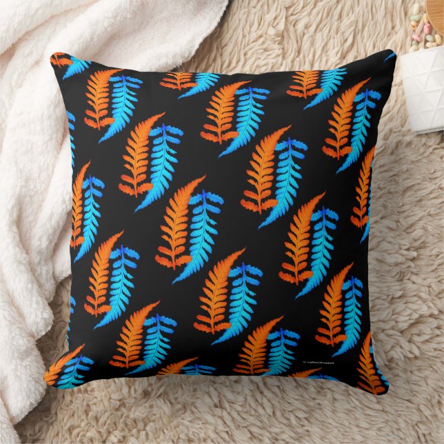 Elektriskt blåfenade Orangen japanska färgade smyc Kudde (Filt)