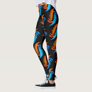 Elektriskt blåfenade Orangen japanska färgade smyc Leggings