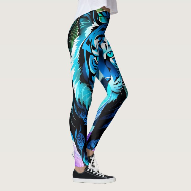 Elektriskt blåtigerfack leggings (Höger)