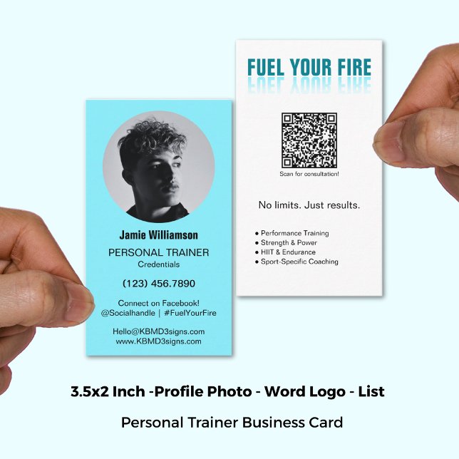 Elektriskt blått bränsle din personliga brandträna visitkort (3.5x2 Inch, Electric Blue Fuel Your Fire Personal Trainer Business Card)