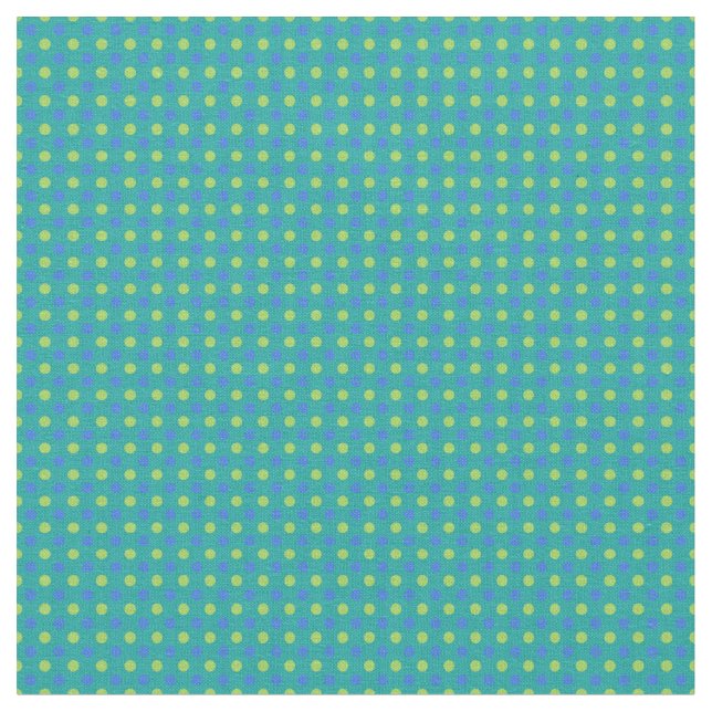 Elektriskt blått och Grönt Polka dots på Teal Fabr Tyg (Närbild)