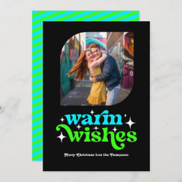 Elektriskt blått och nybörjande Grönt Retro-julfot Julkort