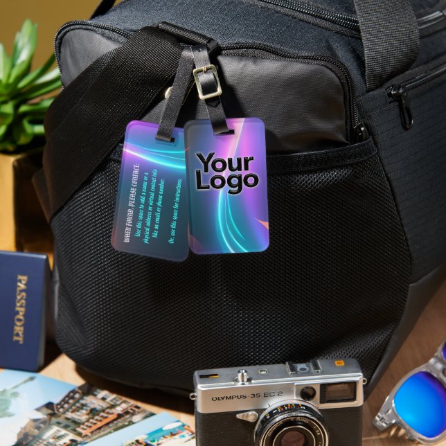 Elektriskt blått och Rosa Neon Serenity Swirl med  Bagagebricka (Fram & Baksida)