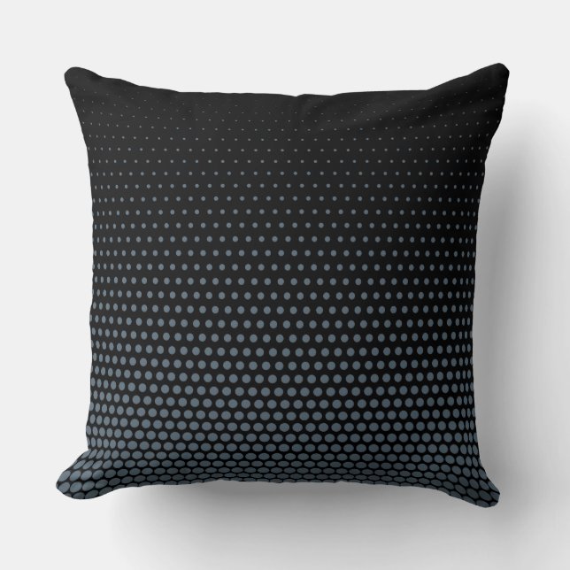 Elektriskt blått Techno Dots Modern Black Kudde (Framsida)