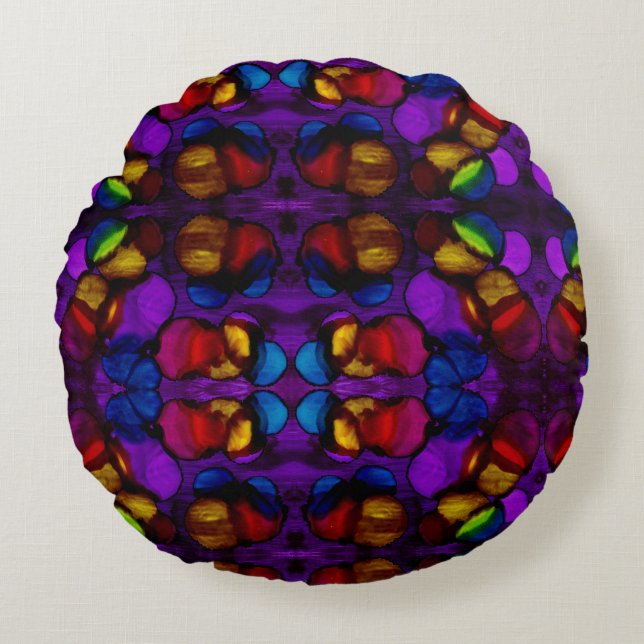 Elektriskt bloom rund kudde (Framsidan)