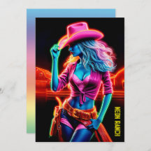 Elektriskt bondgårdsflicka i rosa hatt under natte